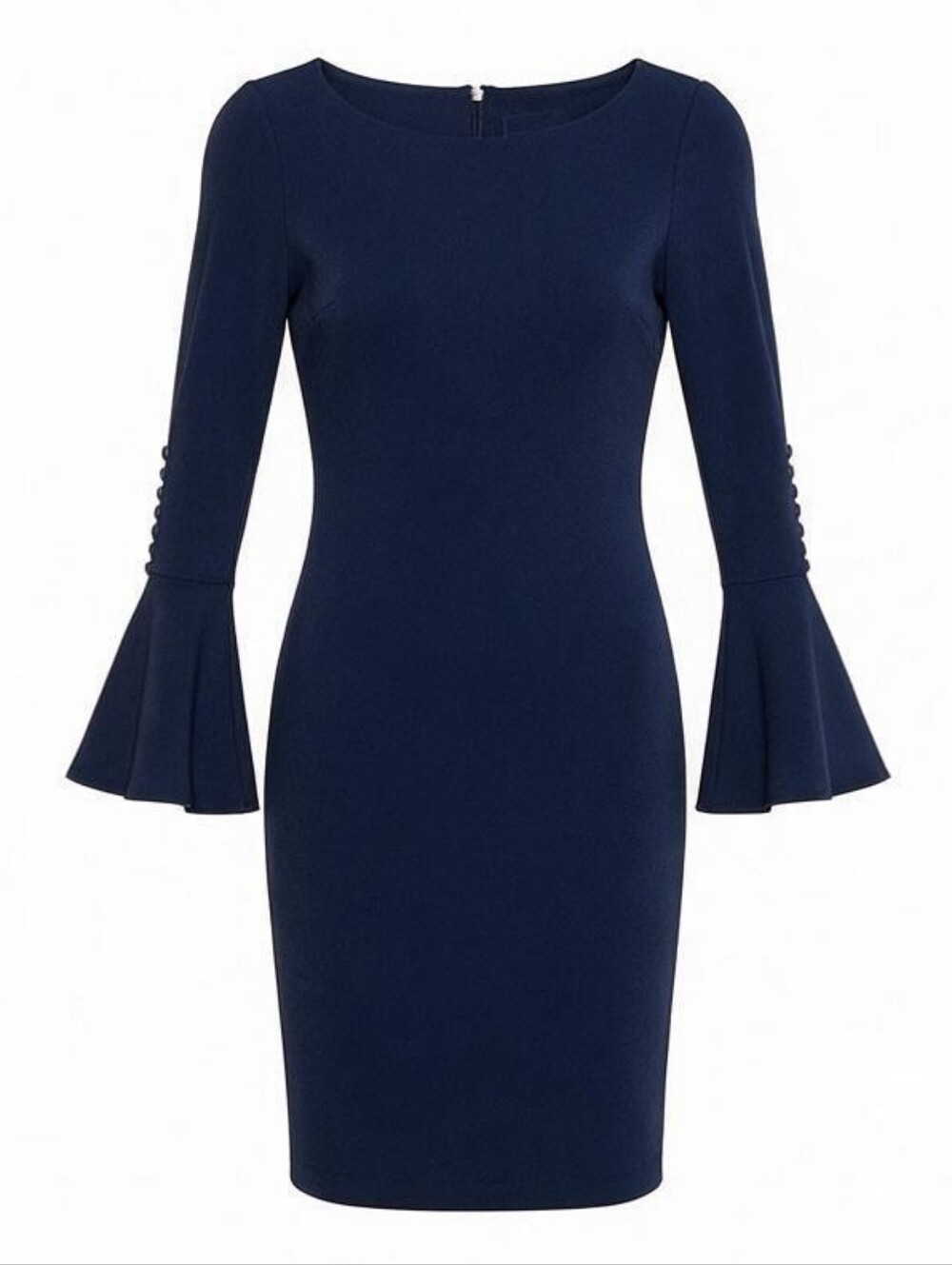 NWT Calvin Klein Navy Bell-Sleeve Sheath Dress Size 4P